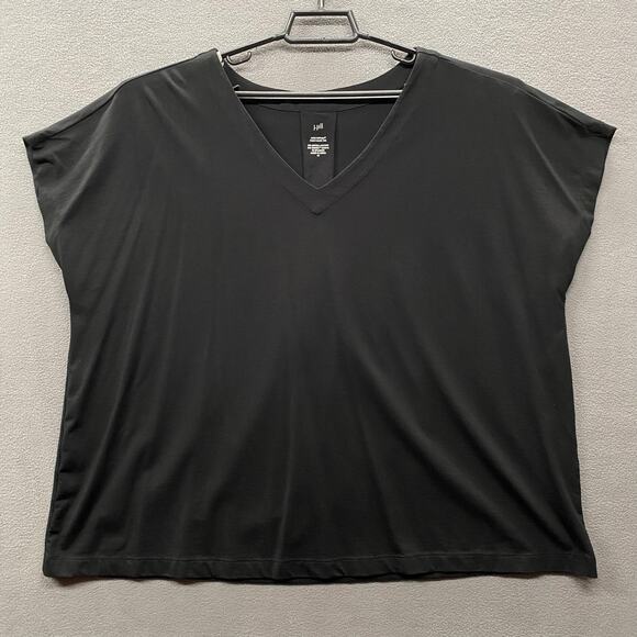 J Jill Luxe Supima Pleat Back Tee Womens 2X Black Casual Soft Loose Boxy Fit - Picture 1 of 10